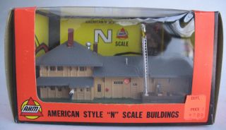 Vintage Ahm N Scale 4802 American Style Freight & Passenger Station Building Mib