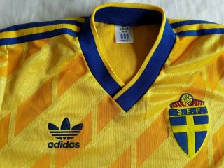 Vintage Adidas Sweden Shirt.  1990 World Cup.  Size 38 - 40.