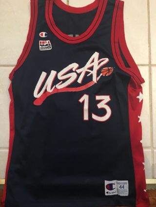 Vintage Champion Shaquille Oneal Basketball Jersey 44 Usa 1996 Olympics Shaq