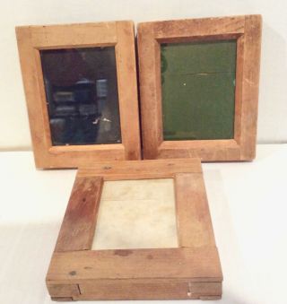 3 Antique Contact Print Frames,  Scovill,  Small,  Wood Photography