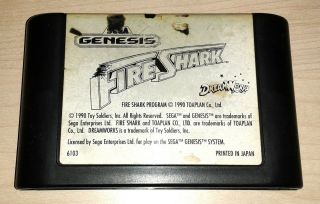 Fire Shark Sega Genesis Vintage Classic Retro Game Cartridge