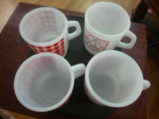 Vintage Termocrisa Coffee Cup Mugs 60 ' s Flower Pattern & red checkered pattern 3