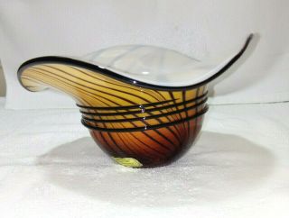 Vintage Murano Vincenza Art Glass Handmade Hat Bowl With Label