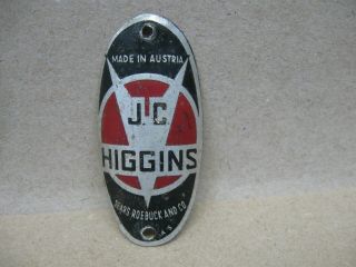 Vtg 1960s Jc Higgins Austria 3 Speed Bike Parts Head Badge Sears Roebuck & Co.