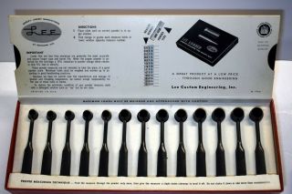Vintage (1966) Lee Powder Measure Kit - 13 Powder Measures & Slide Chart