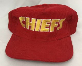 Vintage Kansas City Chiefs Snapback Trucker Hat Cap Corduroy Nfl