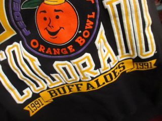 Large True Vtg 90s 1991 Artex Colorado Buffalos Orange Bowl Sweat Shirt Usa