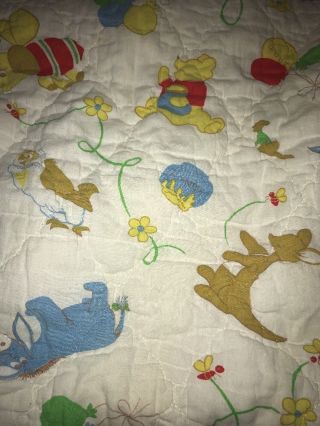 Vintage Disney Sears Winnie The Pooh And Friends Baby Quilt Blanket 36 " X 54 "