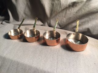 4 Vintage Copper Skillet Measuring Cups
