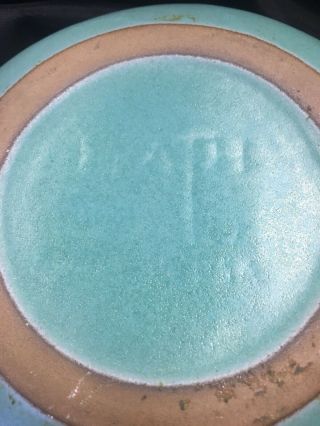 Two Vintage Heath Pottery Nesting Ashtrays Turquoise 7 - 5” Mid Century Never Use 2