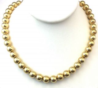 Vintage Gold Tone Metal Bead Necklace Beaded Classy Costume Jewelry