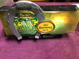 Vintage Olympia Beer Horseshoe Waterfall Motion Bar Light Sign
