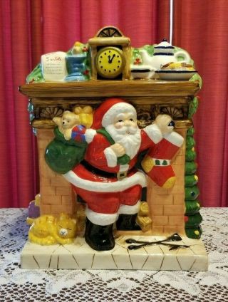 Vintage Santa Claus Fireplace Scene Cookie Jar