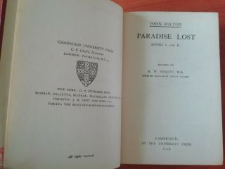 JOHN MILTON - PARADISE LOST - BOOKS I AND II - CAMBRIDGE PRESS 1919 4