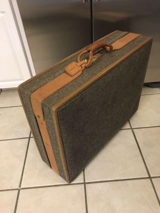 Vintage Hartmann Leather & Tweed Leather Belting Suitcase Luggage Travel Paisley