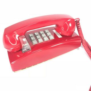 VTG Base Corded Cortelco Red Wall Phone Telephone USA made 255447 - VBA - 20M 2