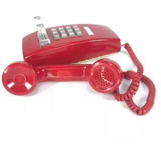 VTG Base Corded Cortelco Red Wall Phone Telephone USA made 255447 - VBA - 20M 3
