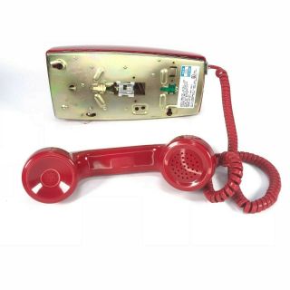 VTG Base Corded Cortelco Red Wall Phone Telephone USA made 255447 - VBA - 20M 4
