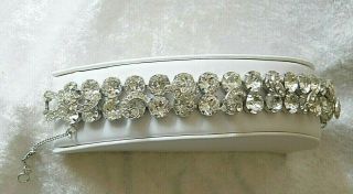 Vtg Estate Weiss Clear Faceted Rhinestone Bracelet Dimentional 7.  25 "