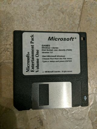 Microsoft Entertainment Pack Volume One 1990 Version 1.  0 - 3.  5 " Floppy