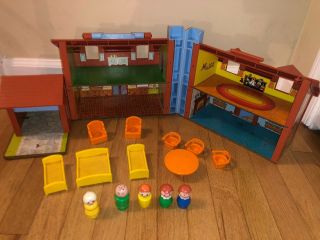 Vintage Fisher Price Tudor House Little People Play Family W/figures & More