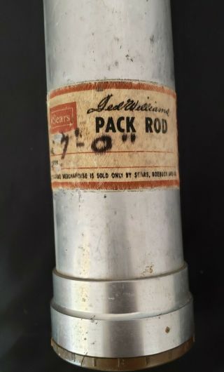 Vintage Ted Williams,  23 1/4 " Aluminum Tube W/rod Sock,  " No Rod "