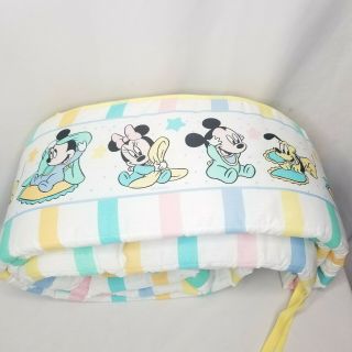 Vintage Dundee Disney Babies Baby Crib Bumper Mickey Minnie Pastel Pluto Kawaii