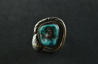 Vintage Sterling Silver Turquoise Stone Massive Dome Ring - 11g