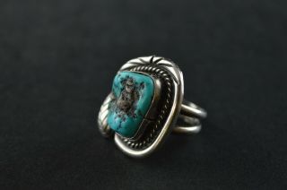 Vintage Sterling Silver Turquoise Stone Massive Dome Ring - 11g 2