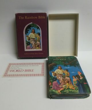 Vintage The Rainbow Bible Illustrated Kjv Children 