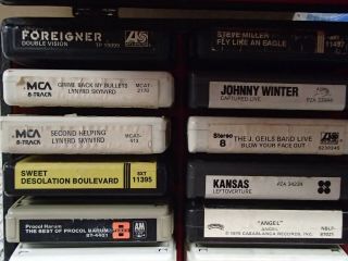 ​Lot Of 36 Rock Various Artists 8 Track Tapes With Vintage Alligator Skin Case. 6