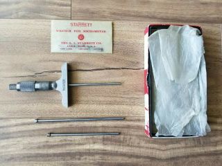 Starrett 440a Micrometer Depth Gage Vintage W/ Box,  Wrench