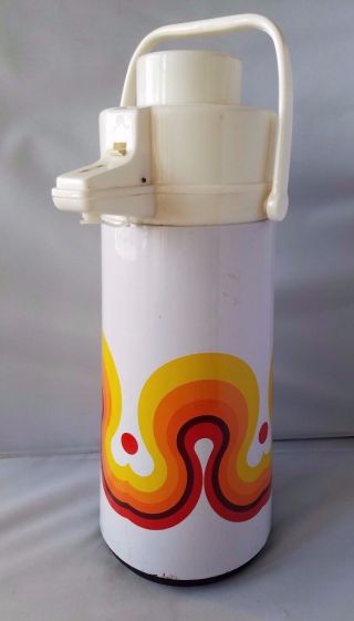 Vintage Phoenix Thermos Coffee Dispenser White Orange Swirl Print Large Party Sz