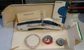 Vintage DYMO M - 20 Tapewriter / Label Maker Extra Wheel Bix and 3 rolls Tape 2