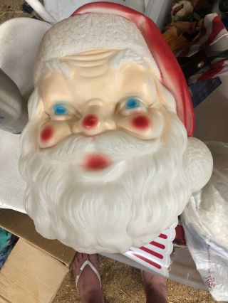 Vintage Empire Hanging Santa Head Face Blow Mold 24” Christmas Decoration