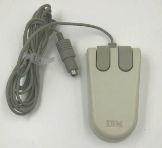 Vintage Ibm Ps/2 Two Button Roller Ball Mouse Model 6450350 Gray Rare