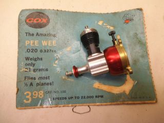 COX PEE WEE Engine.  020 0.  327cc 100 RC Control Line Model Airplane Car Vintage 2