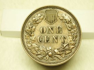 Vintage 1877 Indian Head Penny Coin Bank - Embossed Metal Stack of Pennies 2