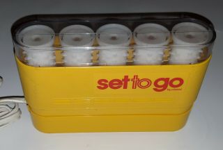 Vintage 1975 Set To Go By Clairol Traveling Electric 5 Hot Rollers Curlers
