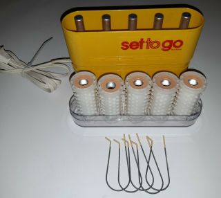 Vintage 1975 Set To Go By Clairol Traveling Electric 5 Hot Rollers Curlers 4