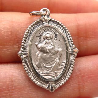925 Sterling Silver Vintage Old Stock St.  Christopher Religious Charm Pendant