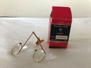 Vintage B&l Bausch & Lomb Double Lens Brass Clip - On Eyeglass Magnifying Loupe