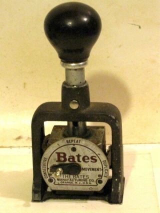 Vintage Bates Numbering Machine Stamp 6 Wheels Style E.