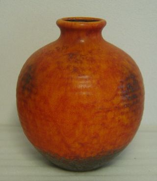 Large Vtg 60s/70s Duemler & Breiden Orange Vulcano Glaze Pottery Vase