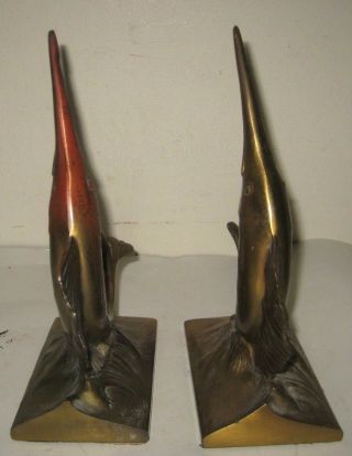 Vintage Solid Brass Hand Crafted Marlin Bookends Boock Ends By PM Craftman USA 3
