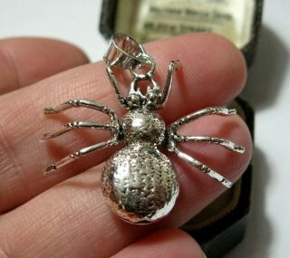 Vintage Style Large Sterling Silver Spider Articulated Moving Necklace Pendant