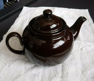 Vintage Ceracraft " Brown Betty " Teapot With Lid Ex.  Cond - Shiny Brown