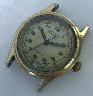 Vintage Swiss Military Hand Winding Boy Size Mens Watch With Red Seconds Hand
