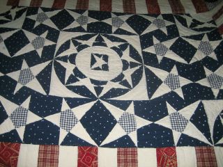 Vintage Hand Quilted - Red,  White & Blue Flag Themed