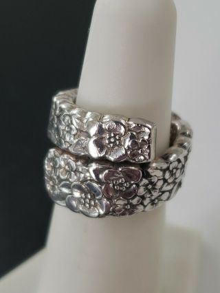 Vintage Sterling Silver Floral Wrap Around Ring Sz 5 (12g)